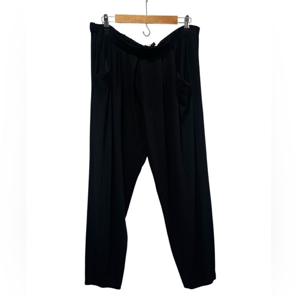 Eileen Fisher Quiet Luxury Minimalist Black Pull-On Jogger Pants Large Travel